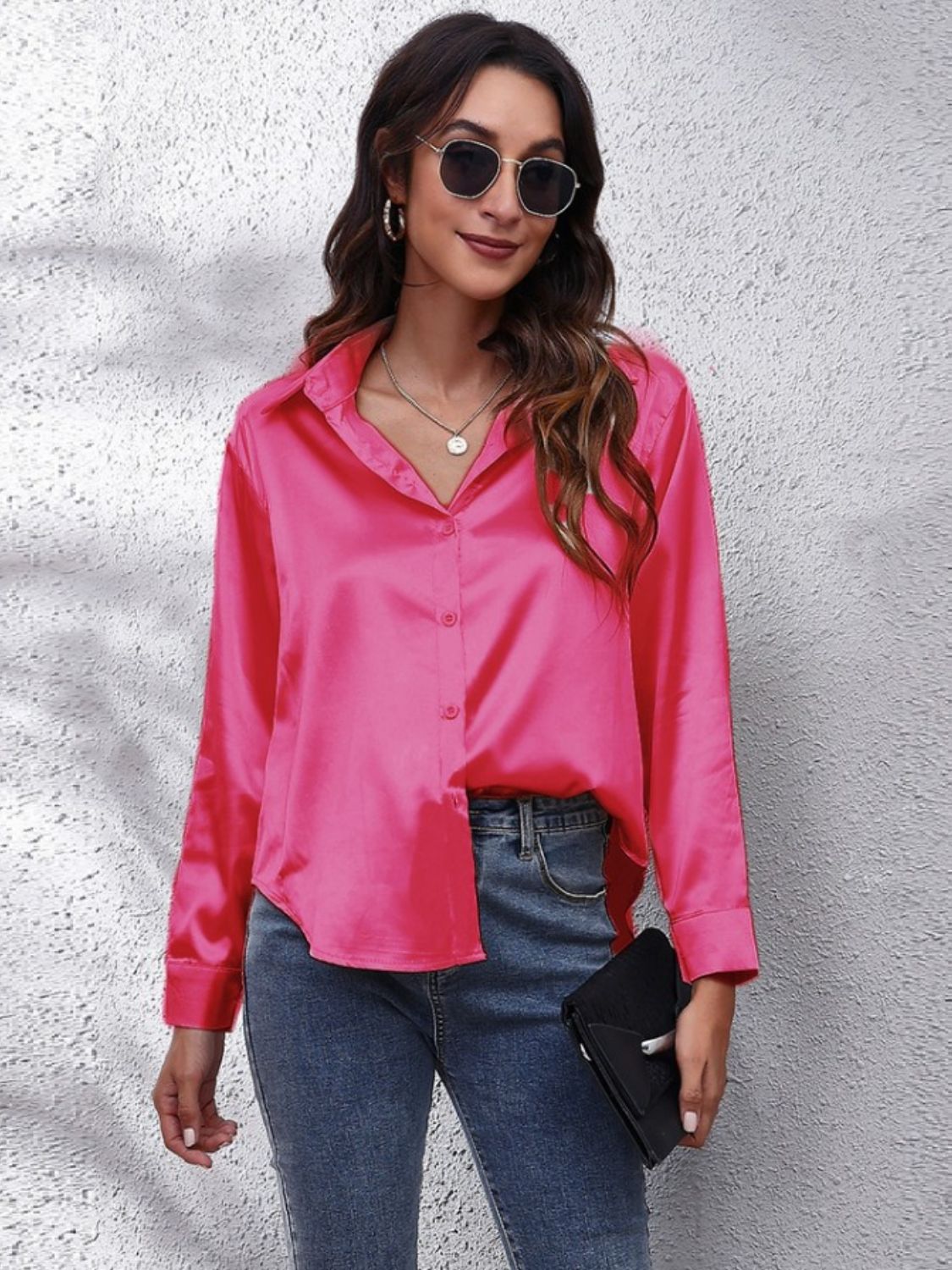 Button Up Classic Satin Shirt