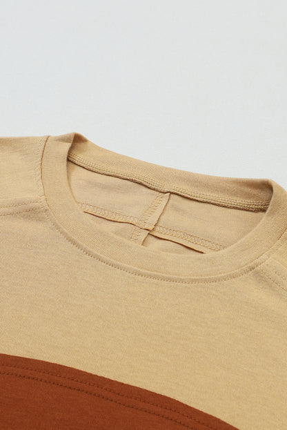 Flaxen Colorblock Striped Bishop Sleeve Top