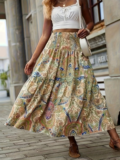 The Dreamy Tier Paisley High Waist Skirt