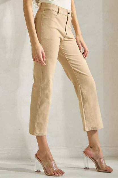 Women's Classic Solid Straight Leg Crop Pants