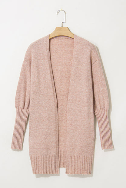 Grayson Ribbed Cuff Puff Sleeve Open Cardigan