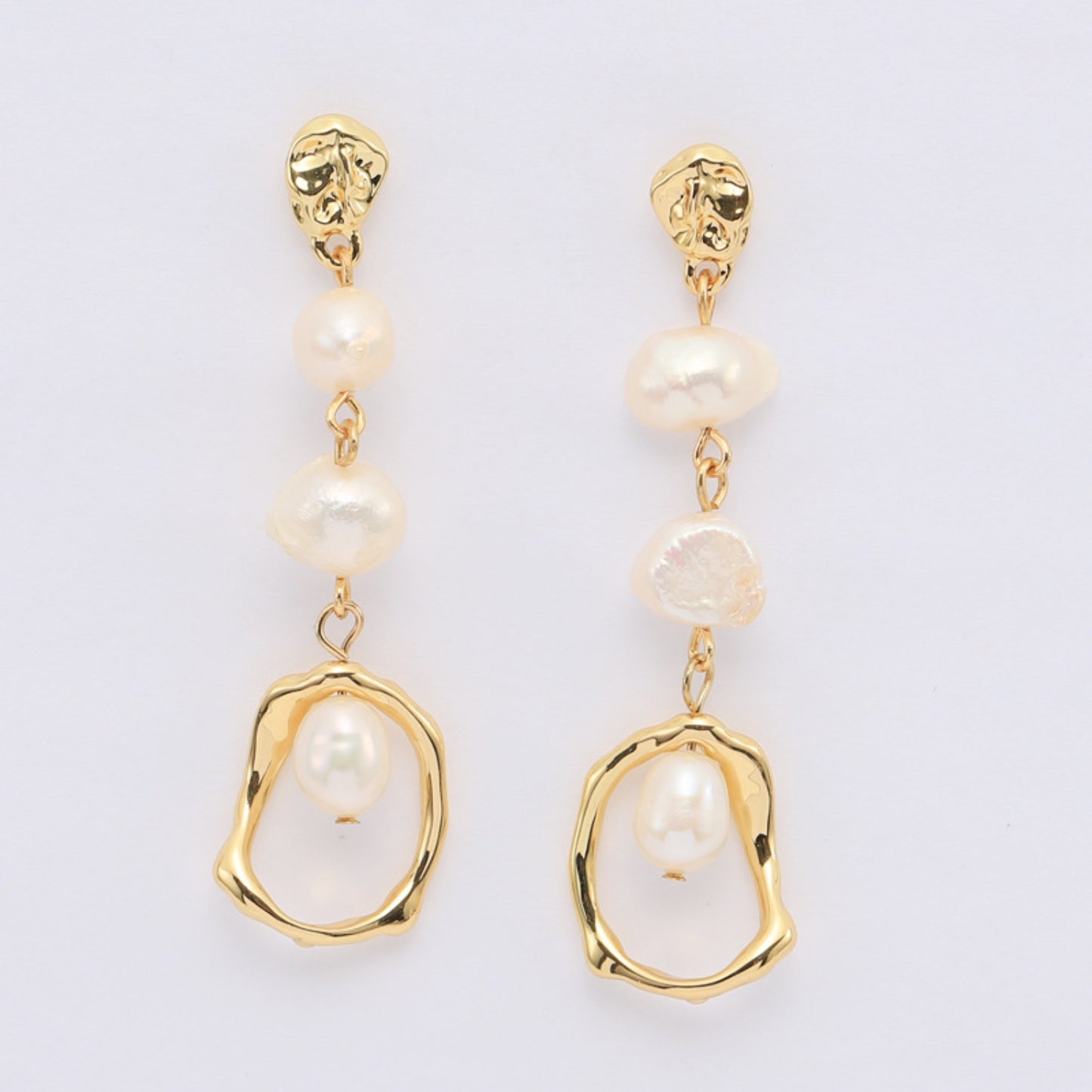 Gold-Plated Freshwater Pearl Drop Earrings