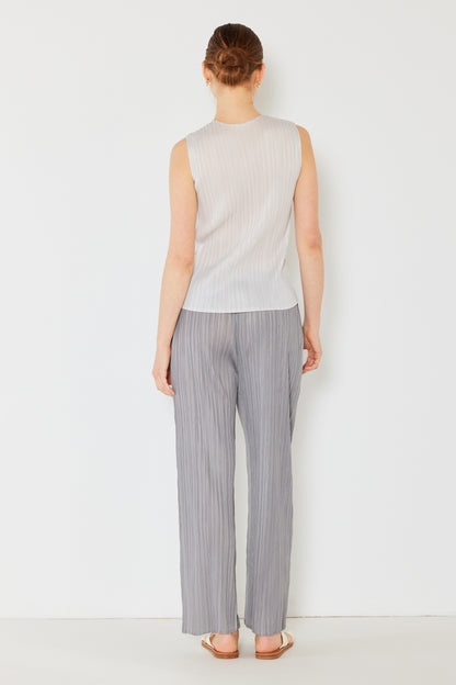 Marina Pleated Elastic-Waist Straight Pants