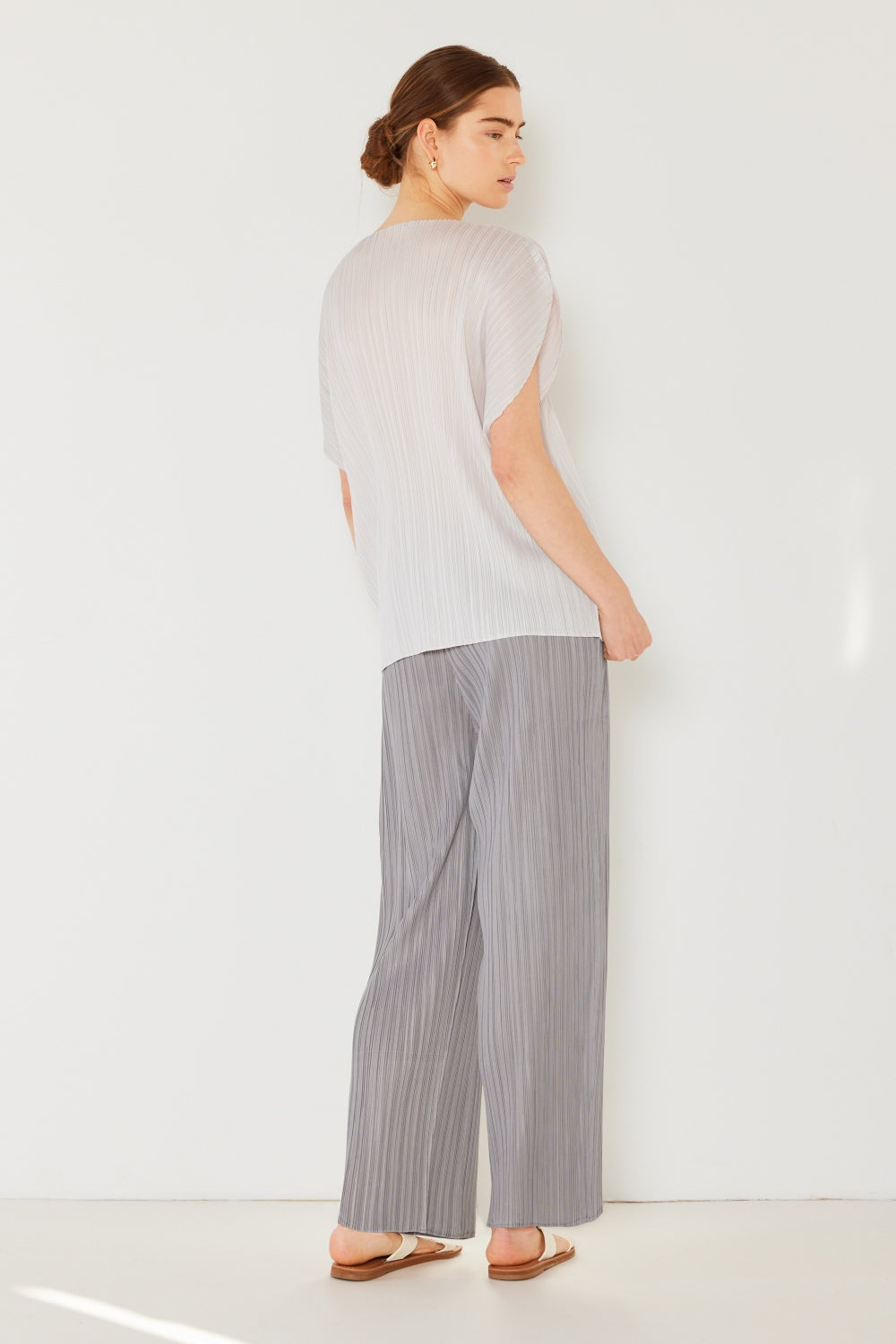 Marina Pleated Elastic-Waist Straight Pants