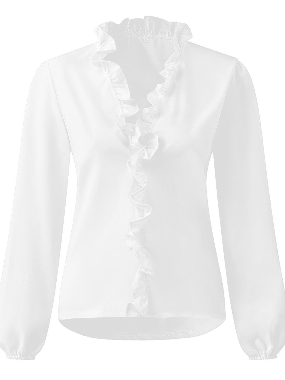 Size Inclusive Ruffled V-Neck Long Sleeve Blouse