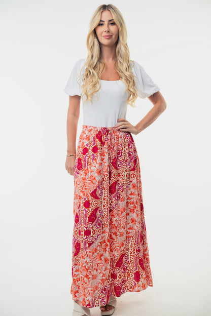 Sunset Hues Floral Woven Skirt