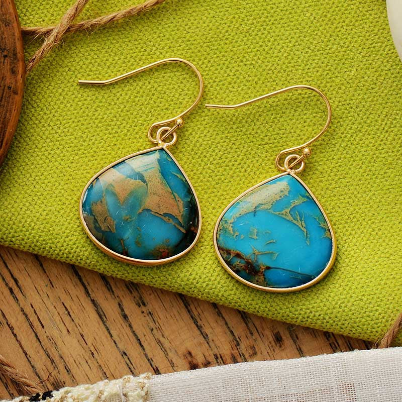 18K Gold-Plated Vibrant Natural Stone Earrings