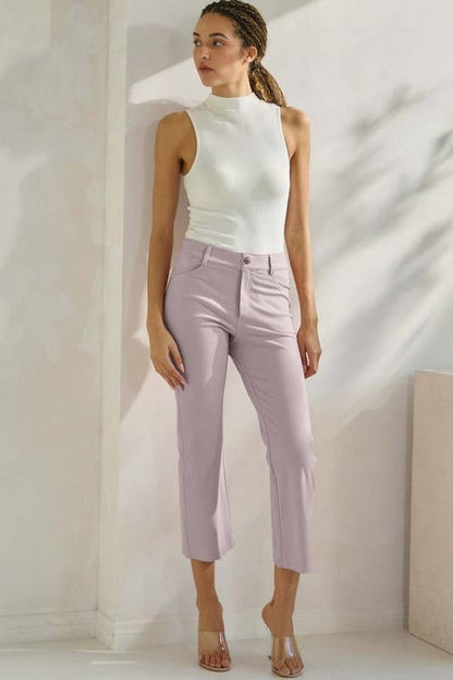 Women's Classic Solid Straight Leg Crop Pants