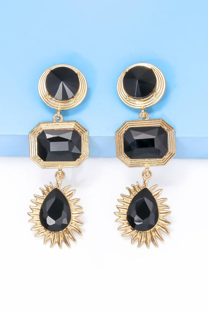 Geometrical Shape Zinc Alloy Glass Dangle Earrings