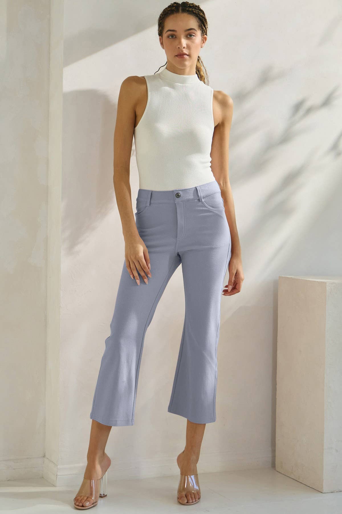 Women's Classic Solid Straight Leg Crop Pants