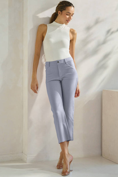 Women's Classic Solid Straight Leg Crop Pants