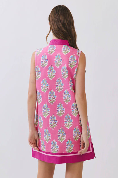 Rachel Floral Print Contrast Border Sleeveless Mini Dress