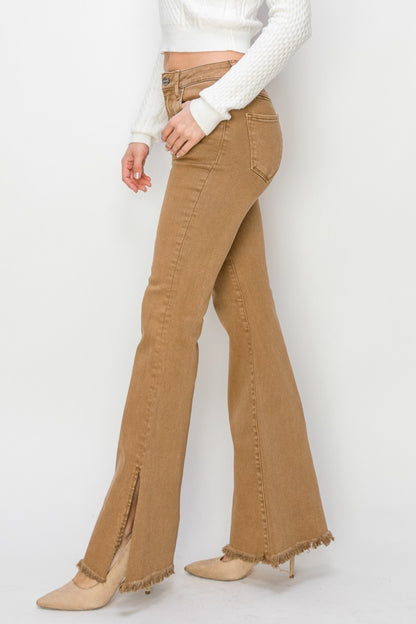 Bailey Size Inclusive High Waist Side Slit Flare Jeans