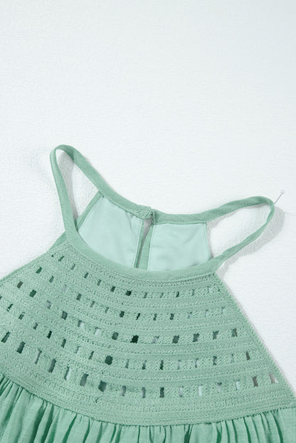 Misty Green Crochet Halter Tank Top