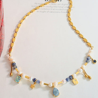 To The Sea 18K Gold-Plated Beaded Charm Necklace