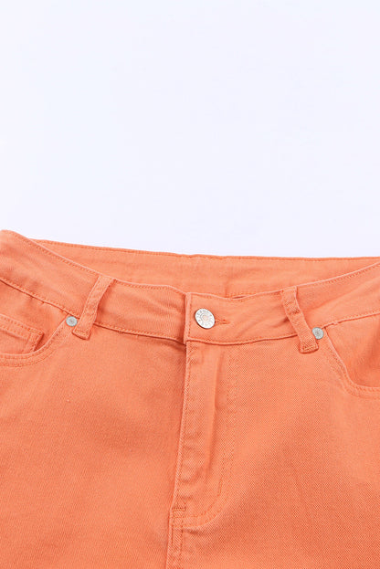 Orange Acid Wash High Waist Wide Leg Jeans