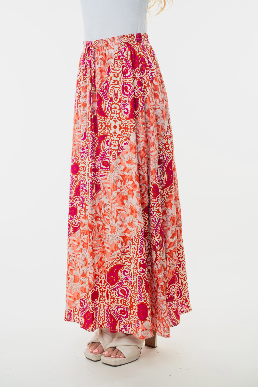 Sunset Hues Floral Woven Skirt