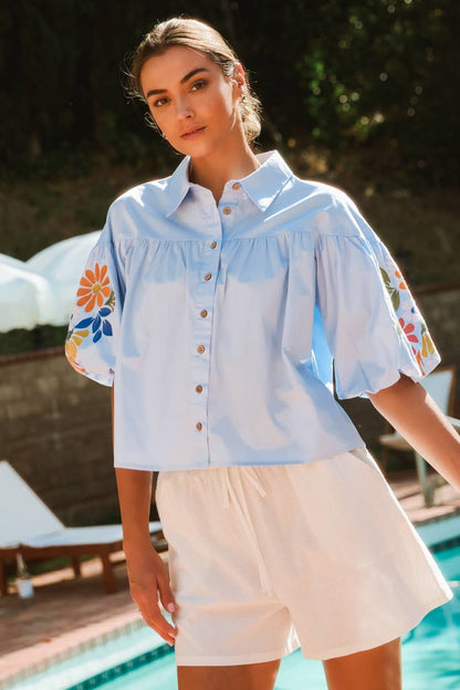 Emily Embroidery Classic Collar Shirts