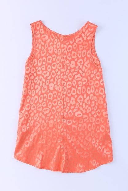 Sunset Leopard Print Casual Sleeveless Satin Top