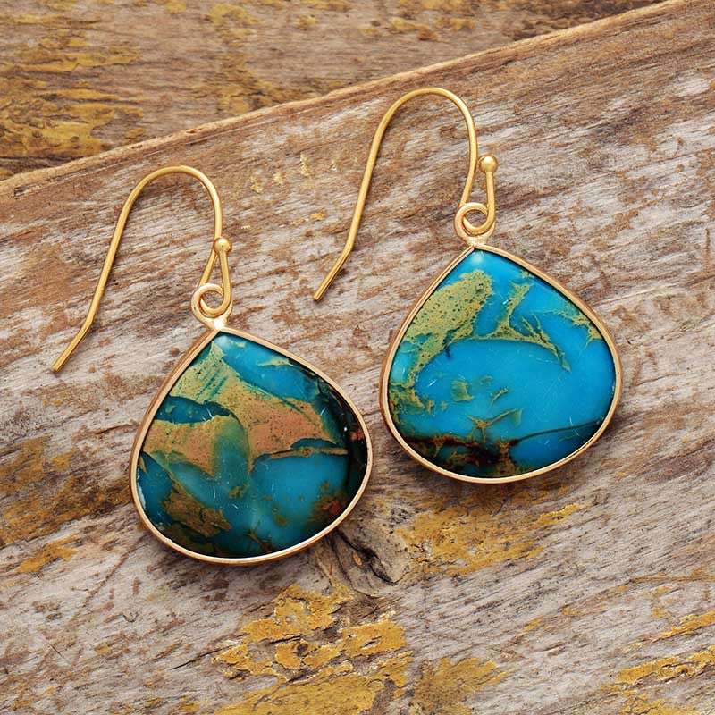 18K Gold-Plated Vibrant Natural Stone Earrings