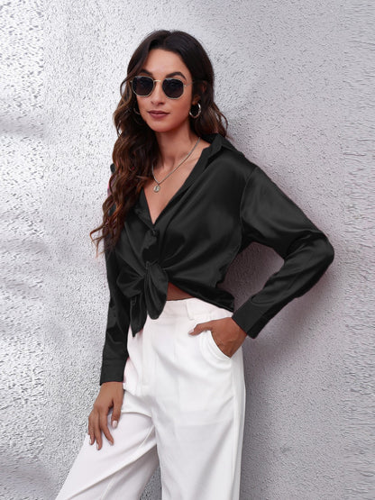 Button Up Classic Satin Shirt