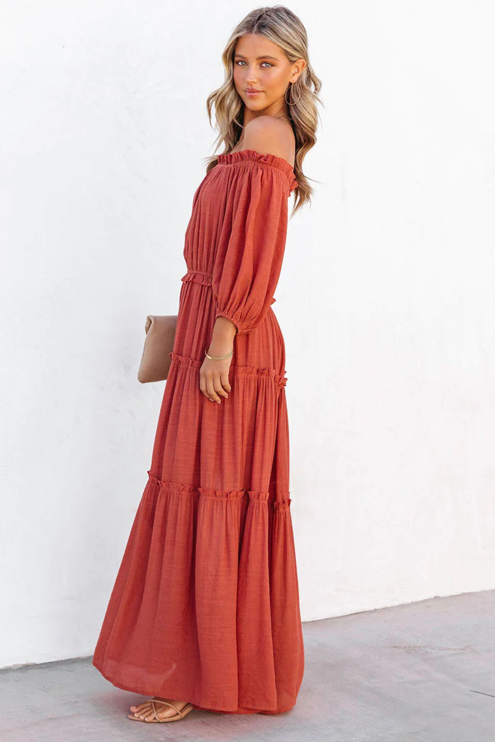 Deep Orange Dinner Date Maxi Dress