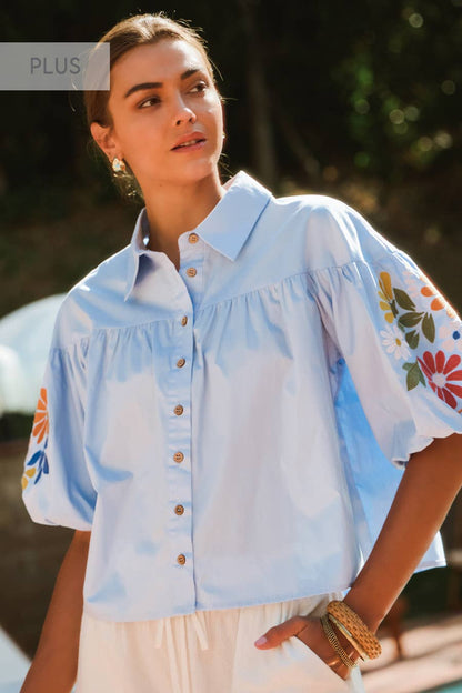 Emily Embroidery Classic Collar Shirts