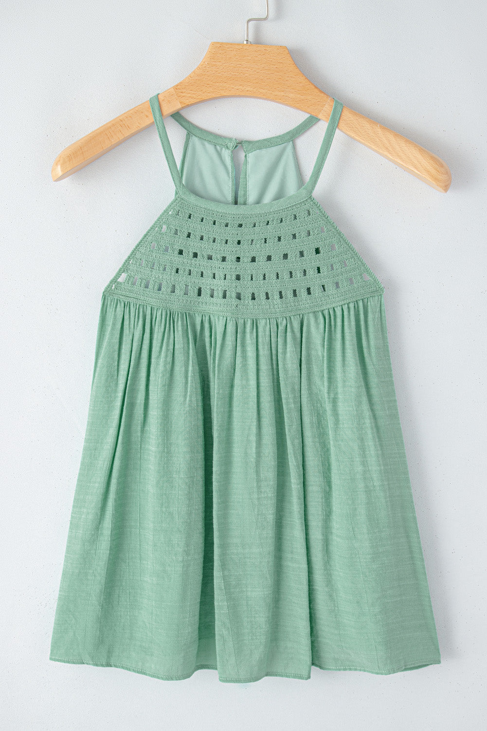 Misty Green Crochet Halter Tank Top