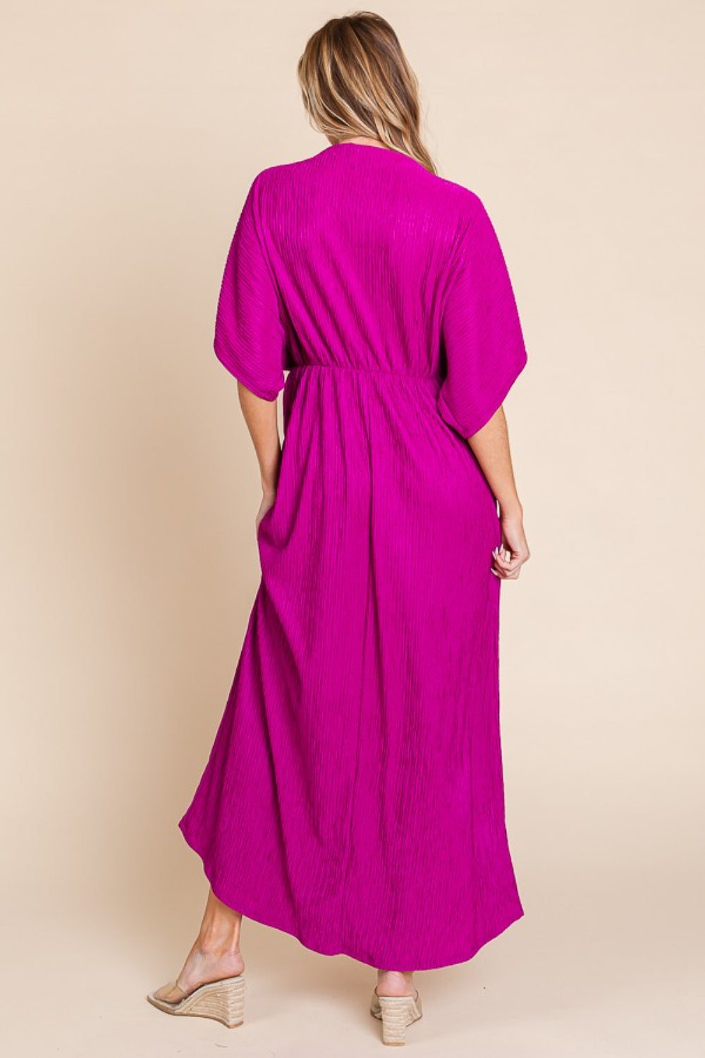 V-Neck Dolman Sleeve Maxi Dress with Pockets