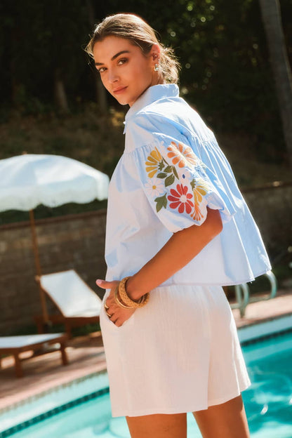Emily Embroidery Classic Collar Shirts
