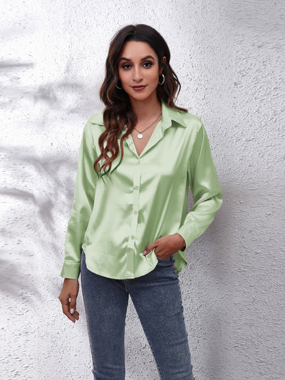 Button Up Classic Satin Shirt