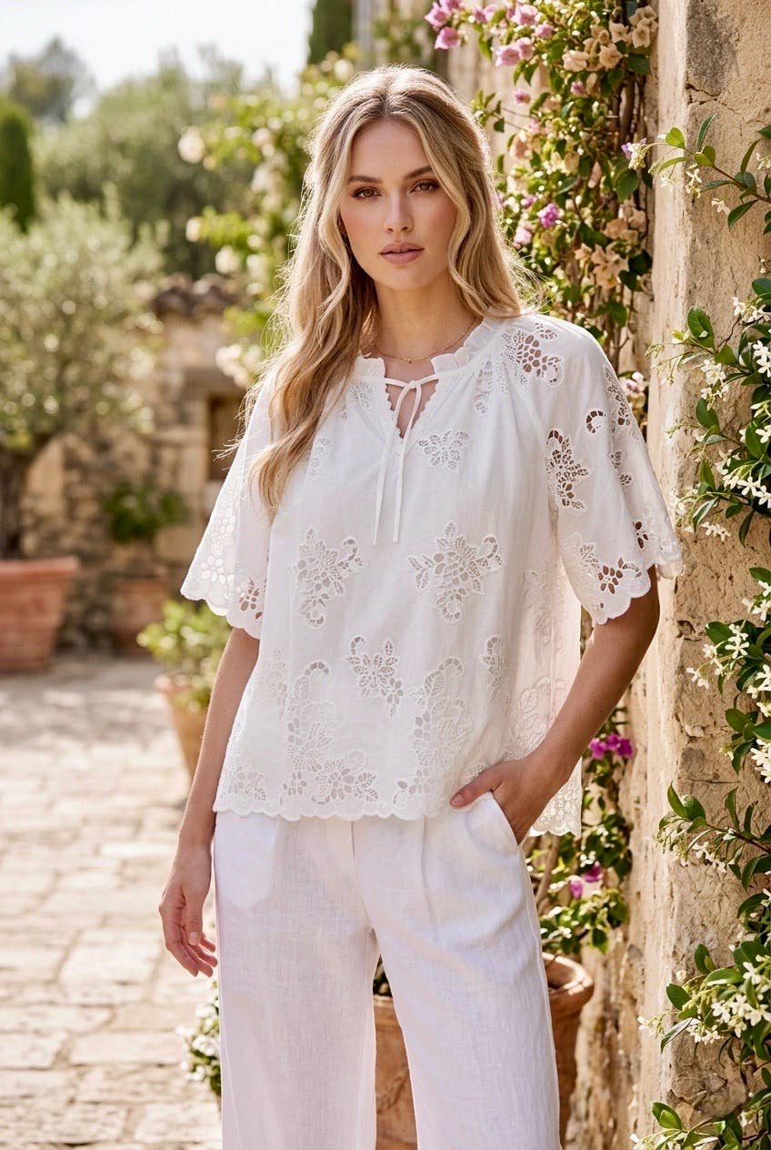 Capri Elegance Embroidered Blouse