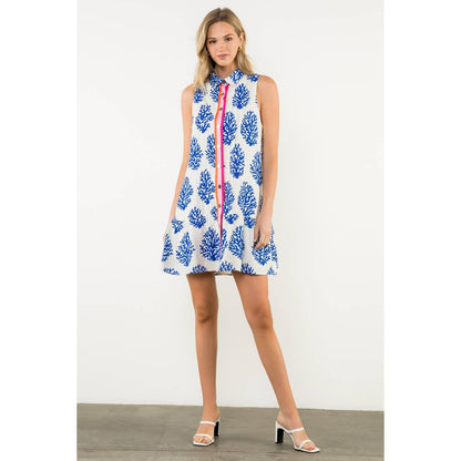 Sleeveless Collared Print Dress