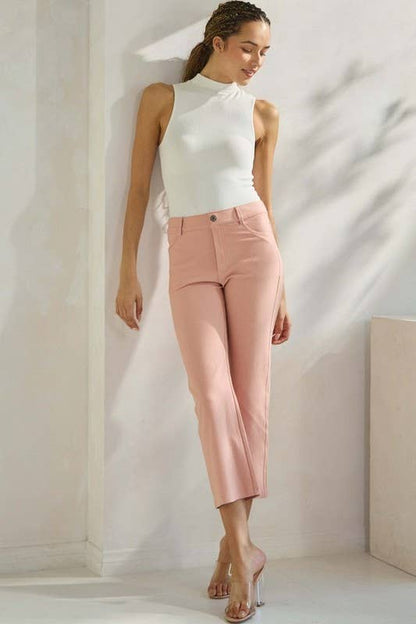 Women's Classic Solid Straight Leg Crop Pants