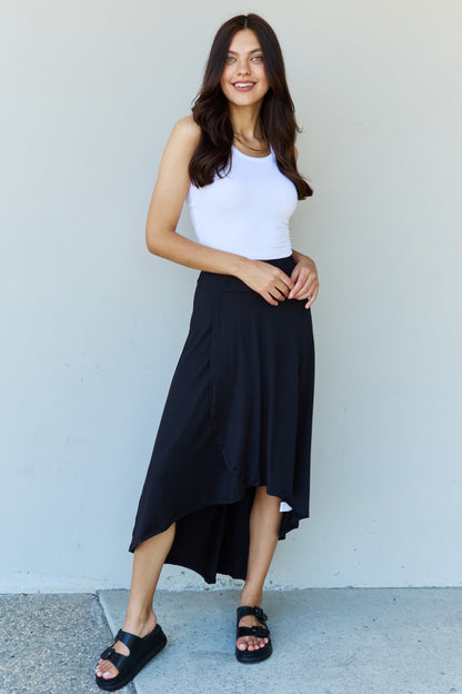 Nina High Waisted Flare Maxi Skirt in Black