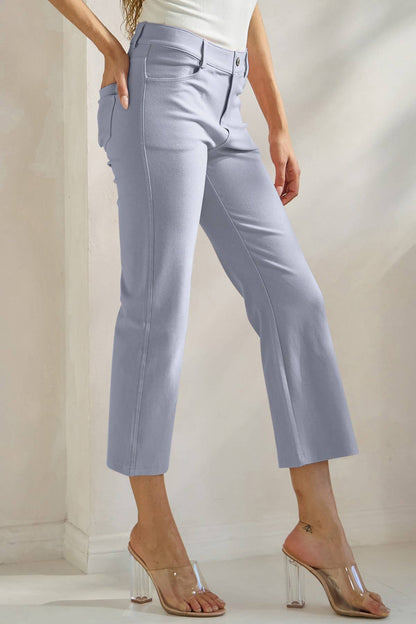 Women's Classic Solid Straight Leg Crop Pants