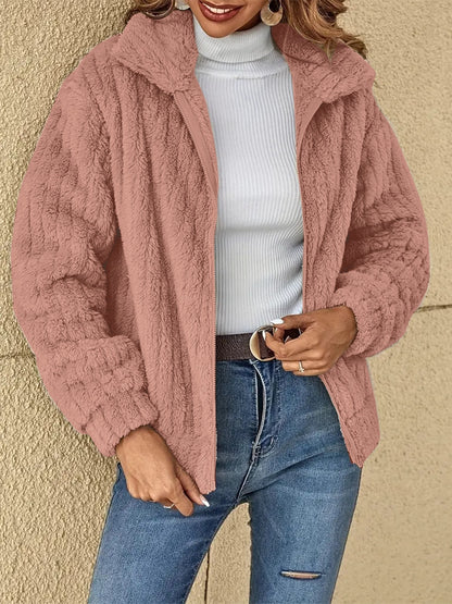 Plush Zip Up Long Sleeve Jacket