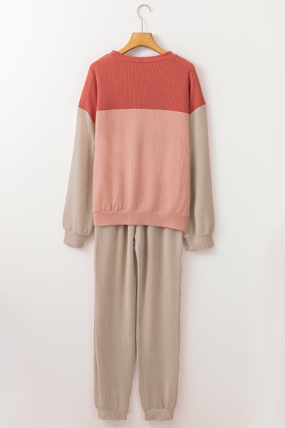 Corded 2 piece Colorblock Pullover and Pants Outfit