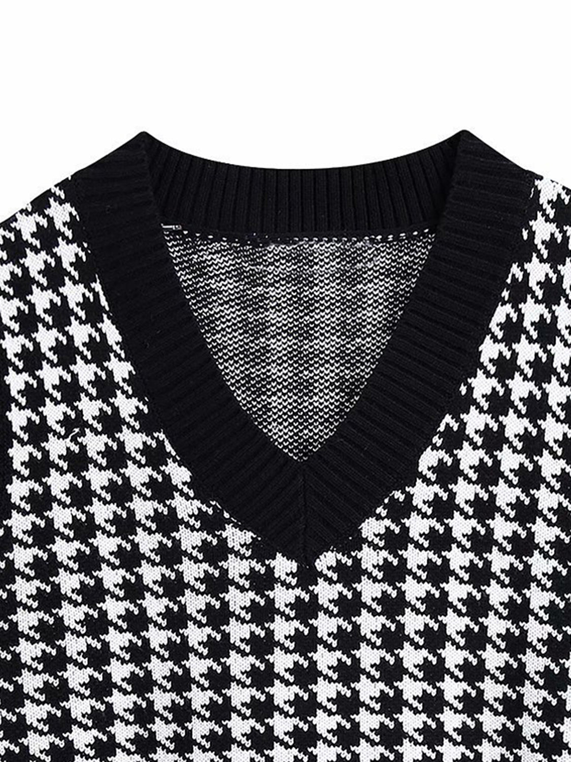 Houndstooth V-Neck Sweater Vest