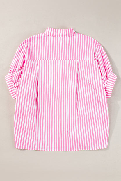 Anne Pink Stripe Dolman Sleeve Oversize Shirt