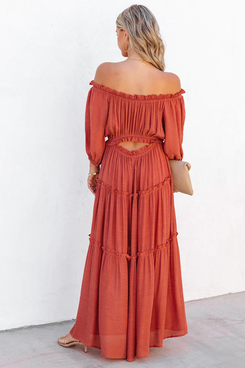 Deep Orange Dinner Date Maxi Dress