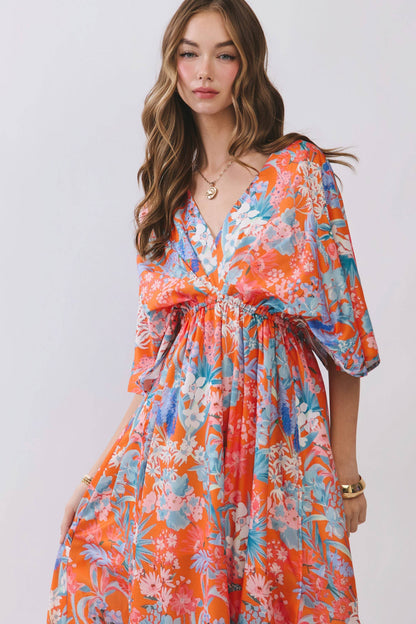 Minna Floral V Neck Empire Waist Maxi Dress