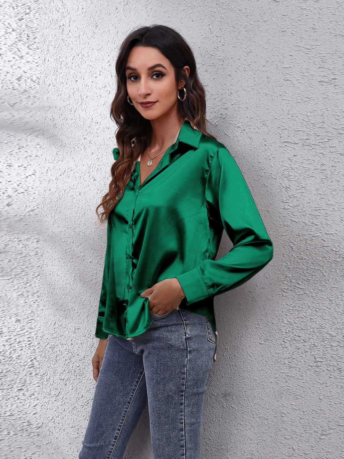 Button Up Classic Satin Shirt