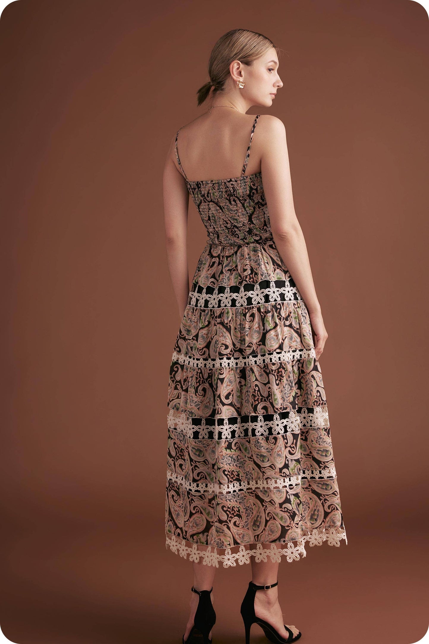 Posh Paisley Eyelet Lace Midi Dress