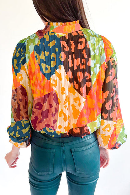 Now You See Me Leopard Patchwork-Print Blouse