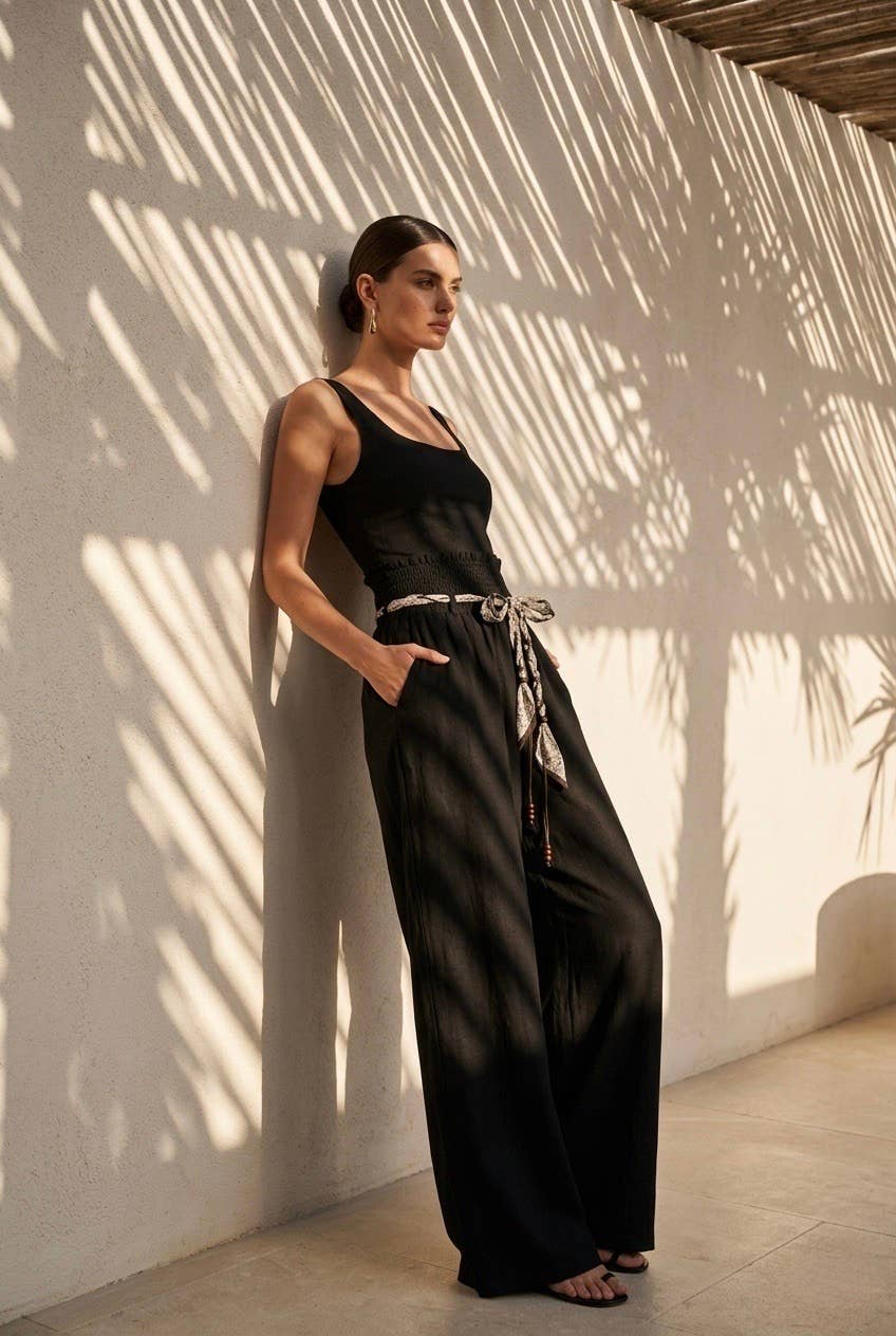 Miranda wide, flowing pants with an adjustable waist