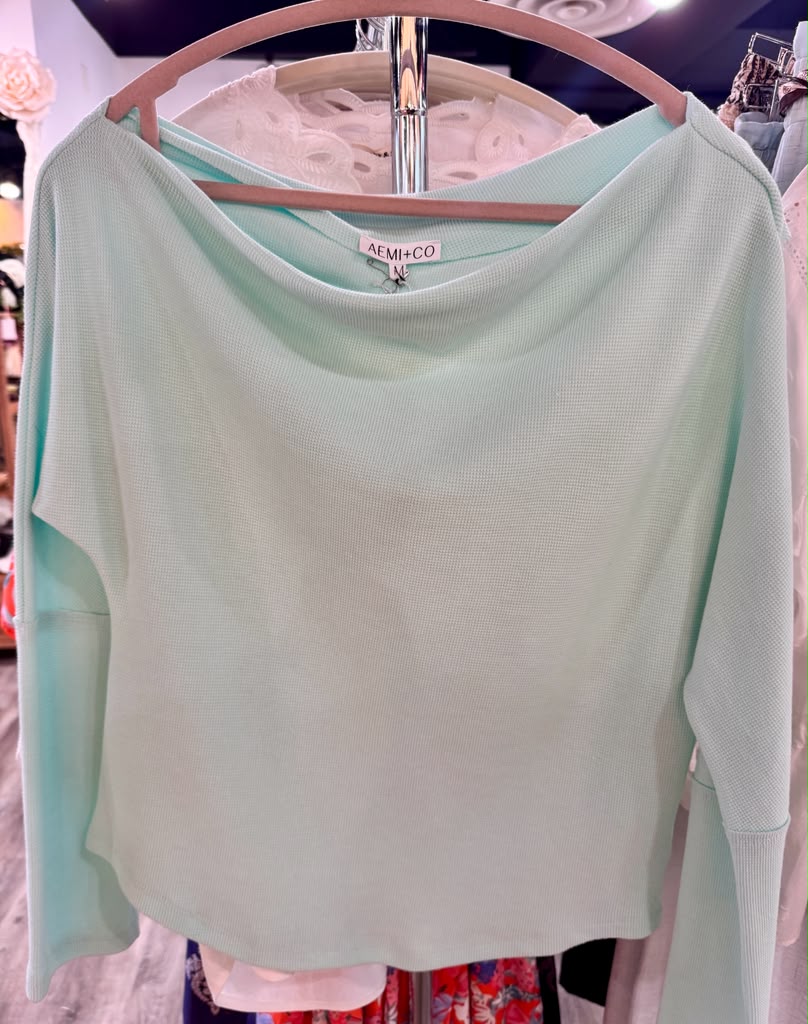 Aemi + Co Light Aqua Henley, Medium, Large
