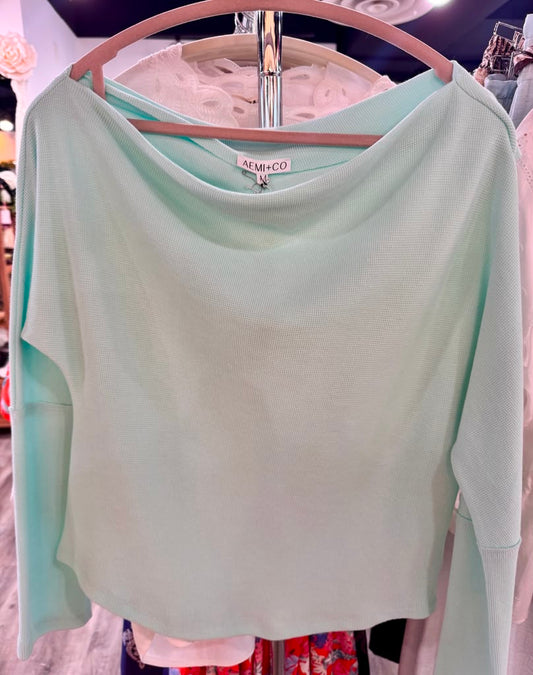 Aemi + Co Light Aqua Henley, Medium, Large