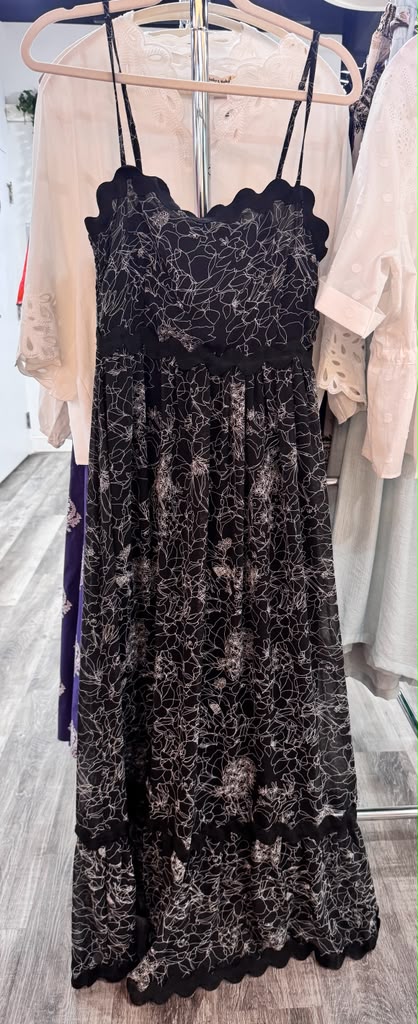 Adora Black Patterned Maxi Dress