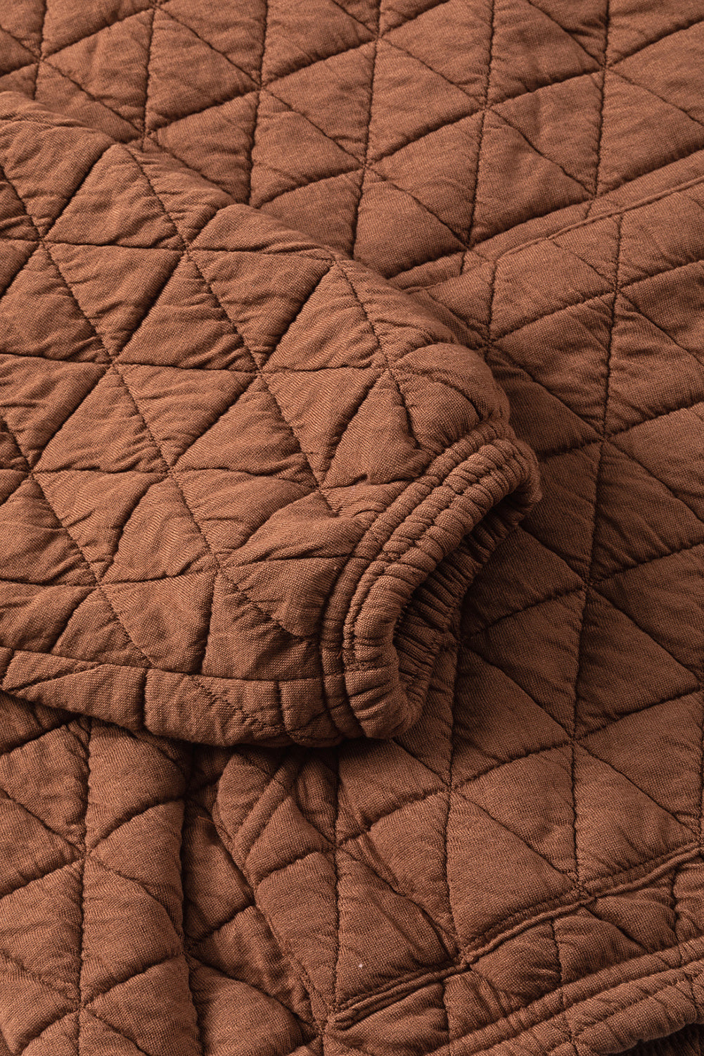 Cozy Coffee Quilted Kangaroo-Pocket Hoodie